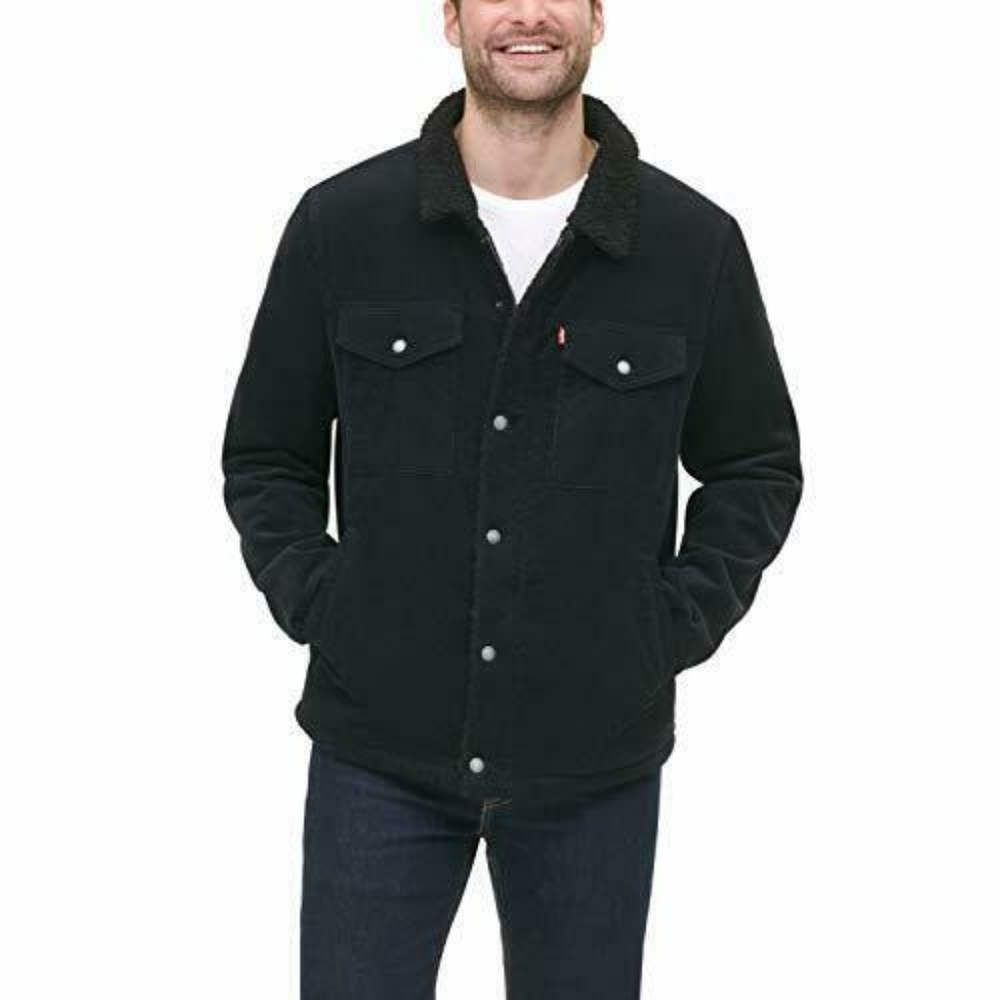 Mens Black Levi's Sherpa Corduroy Trucker Jacket